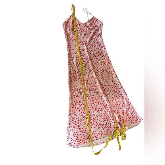 Resa Satin Heart Pattern Midi Slip Dress Revolve Size Medium Pink and Red - Picture 7 of 11